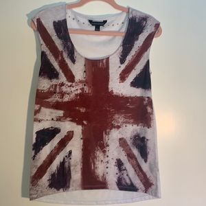 Rock & Republic Women's Small Sleeveless Tee, Union Jack Flag Print
